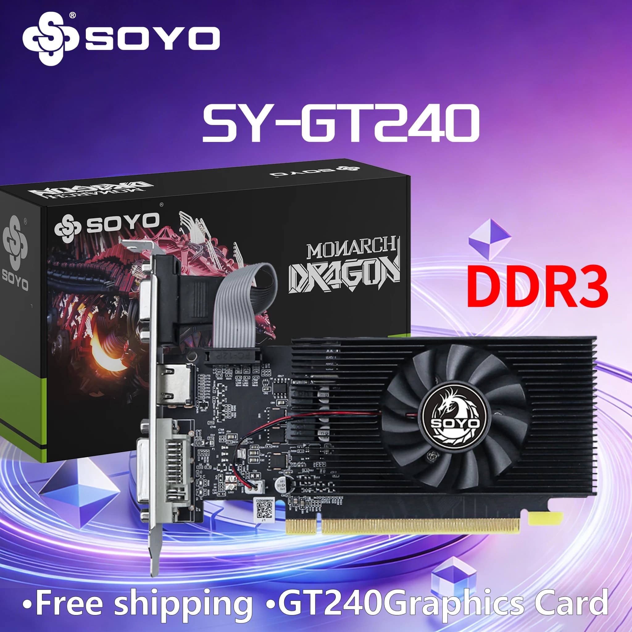 Scheda grafica NVIDIA GPU GT 240 1G SOYO DDR3 128Bit 40nm Schede video per giochi Componenti per computer desktop Schede video per giochi GT240