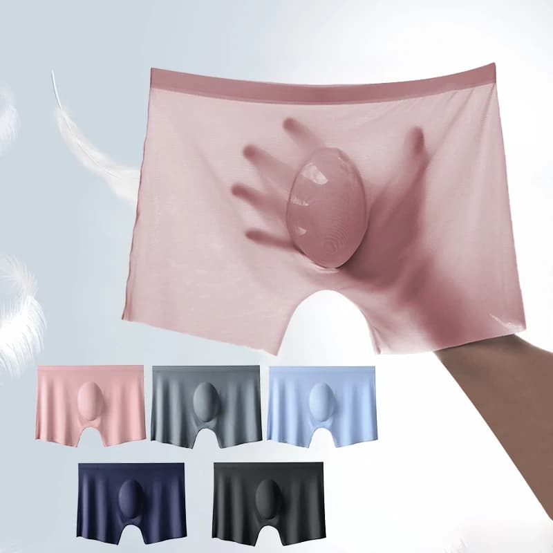 Nuovi Boxer da Uomo Estivi in Seta Ghiaccio Ultra-Sottili Sexy Tinta Unita Comodi e Traspiranti