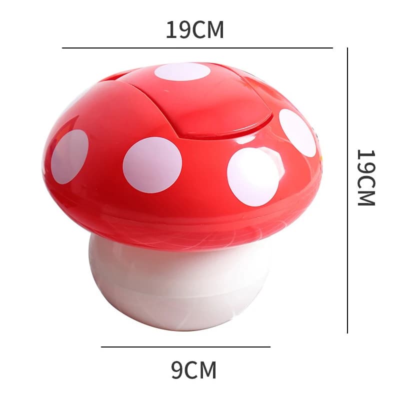 Tavolo a fungo rosso da scrivania Binwastebaske Simpatico bidone della spazzatura con coperchio staccabile Raccogliere rifiuti Mini accessori per la casa