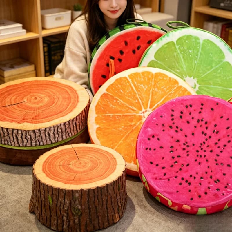 33cm Fruit Shape Back & Head Pillow, Round Cushion for In-Bed Reading & Watching, Lint-Free Soft Support