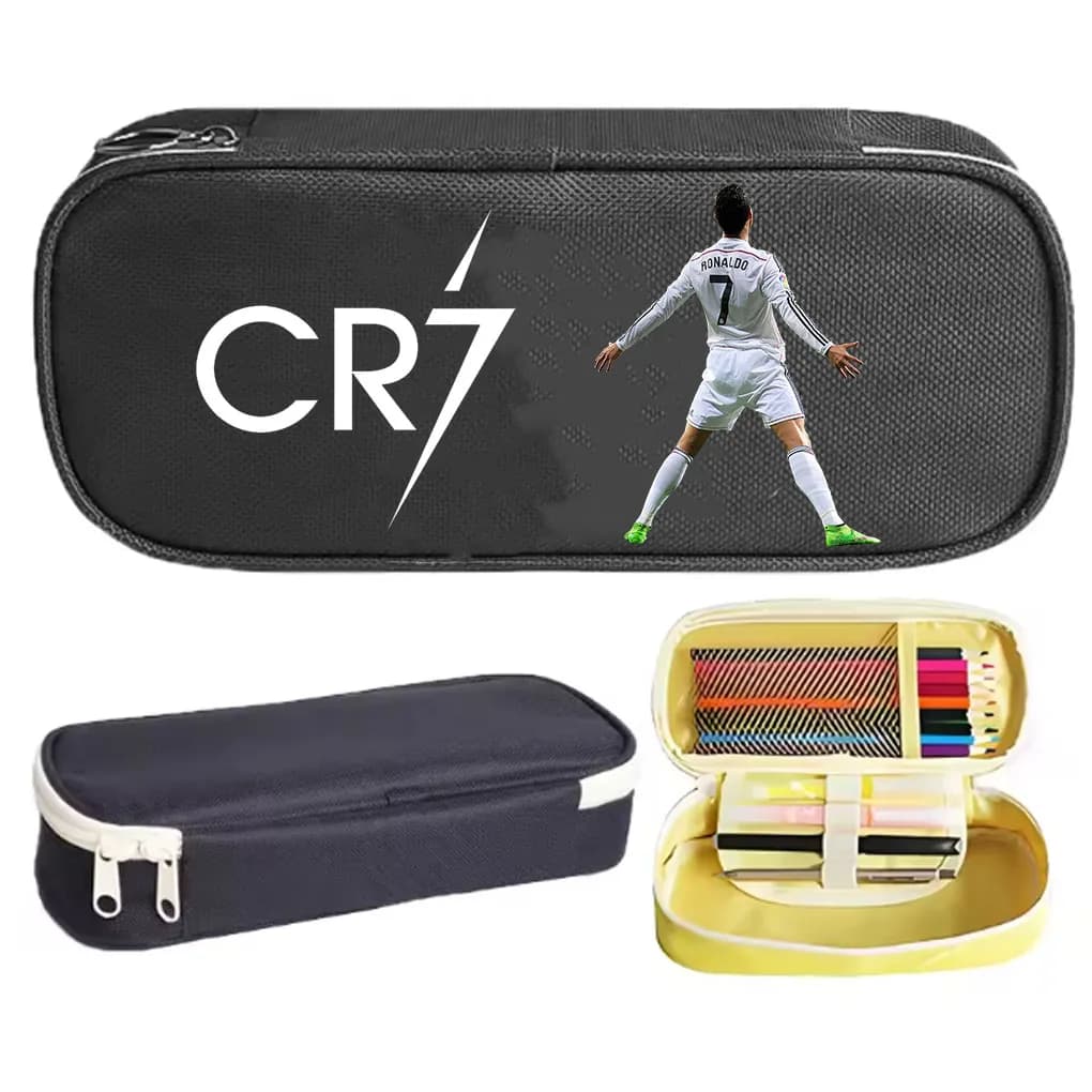 Fashion Football Ronaldo Signature Pencil Case Classic Pen Bag for Student Large Storage Students School Cosmetic Pencilcases