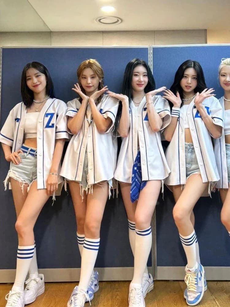 ITZY Girl Group Performance Outfit American Baseball Jacket Cheerleading Street Dance Hip Hop Jazz Kpop Show Set Women's Costume