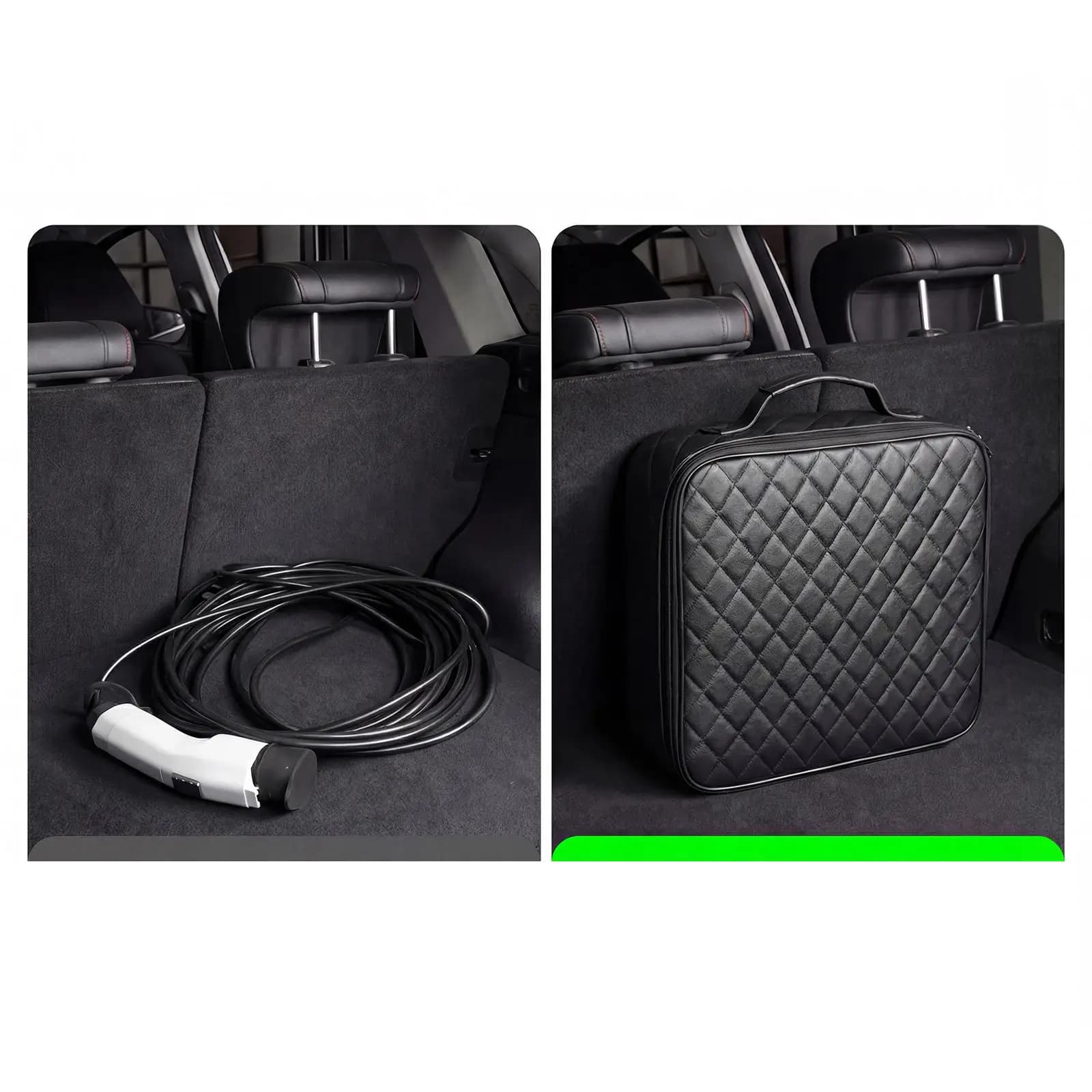 Borsa per Cavo di Ricarica per Veicoli Elettrici in Pelle PU Resistente con Maniglia per Uso Esterno