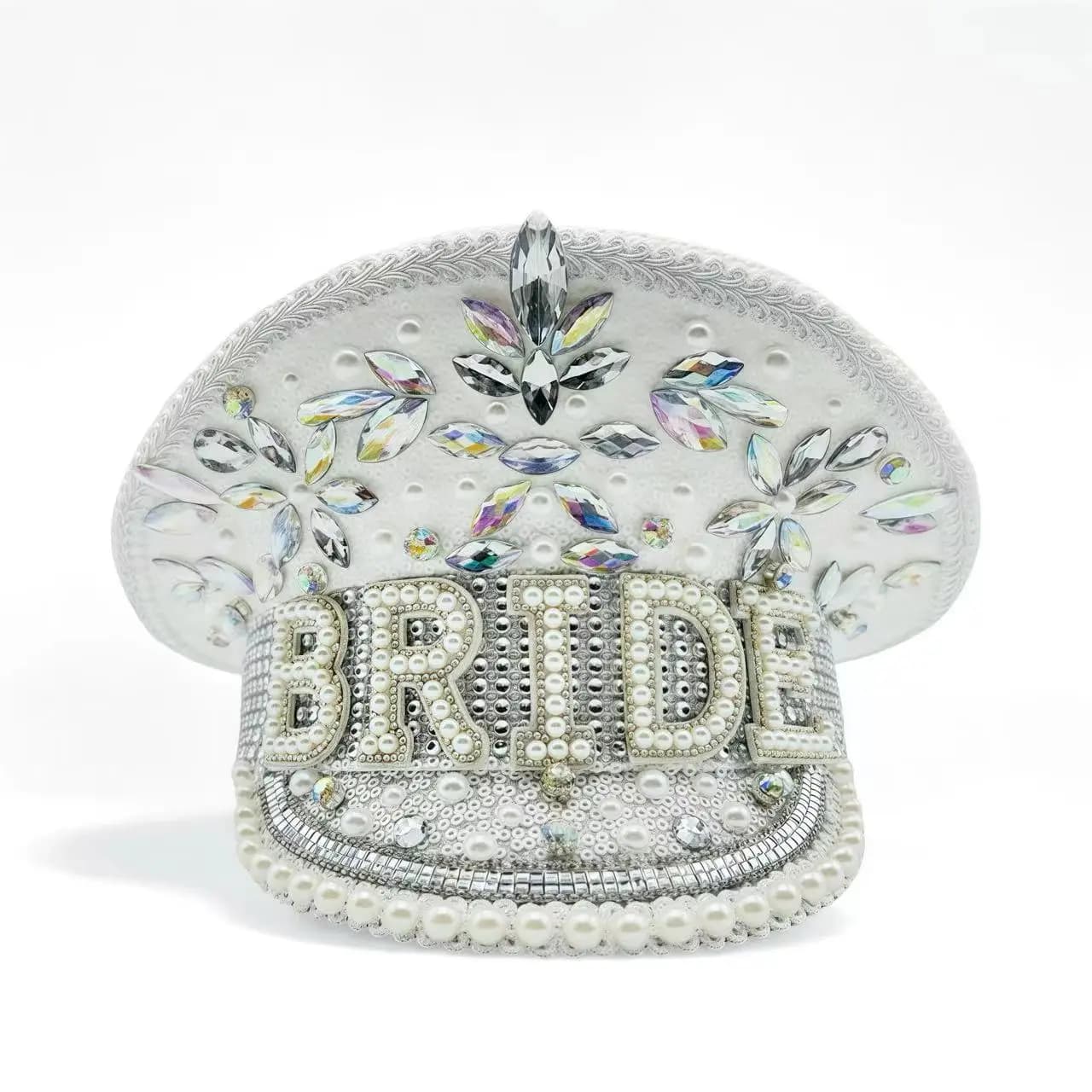 HongLuan Carnival Disco BRIDE Steampunk Captain Hat Rhinestone for Wedding Woman, Rave Festivals Accessories ＆ Party Caps Man