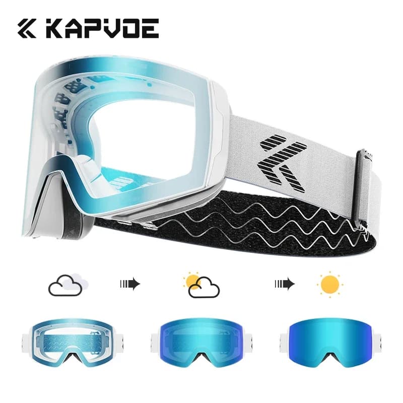 Kapvoe Occhiali da sci fotocromatici Lenti magnetiche Anti-appannamento Protezione UV400 Occhiali da snowboard Adatto per uomo Donna Occhiali da ciclismo