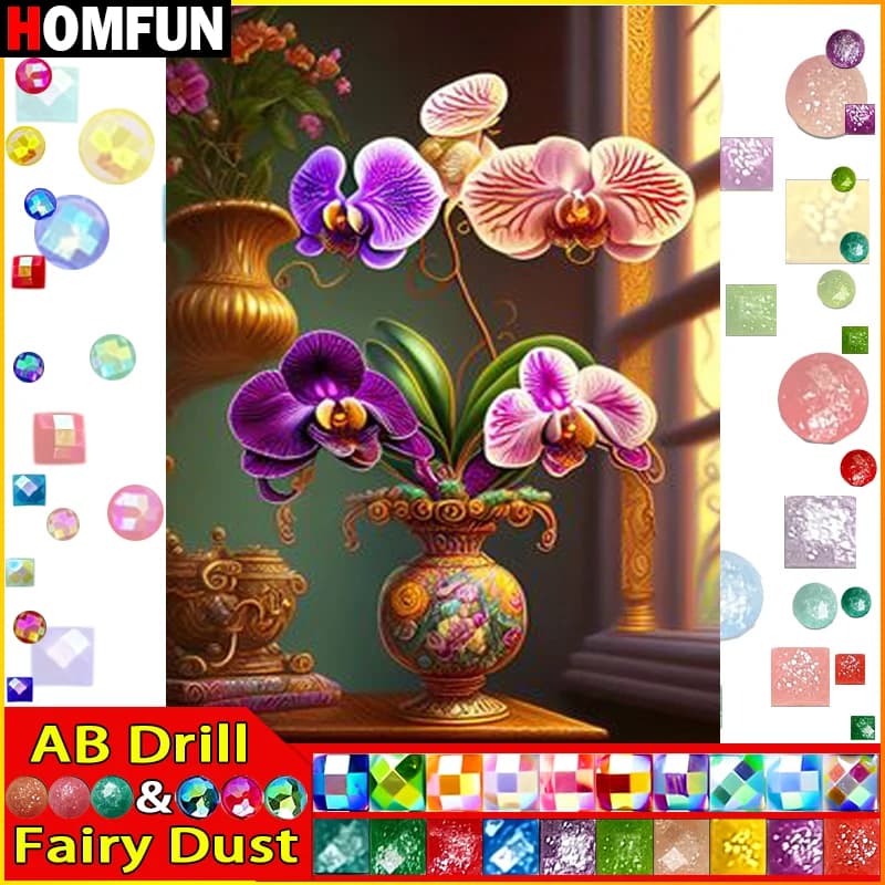HOMFUN Fairy Dust AB Square/Round Drill 5D DIY Diamond Painting "City Market" Embroidery Cross Stitch Full Rhinestone Decor