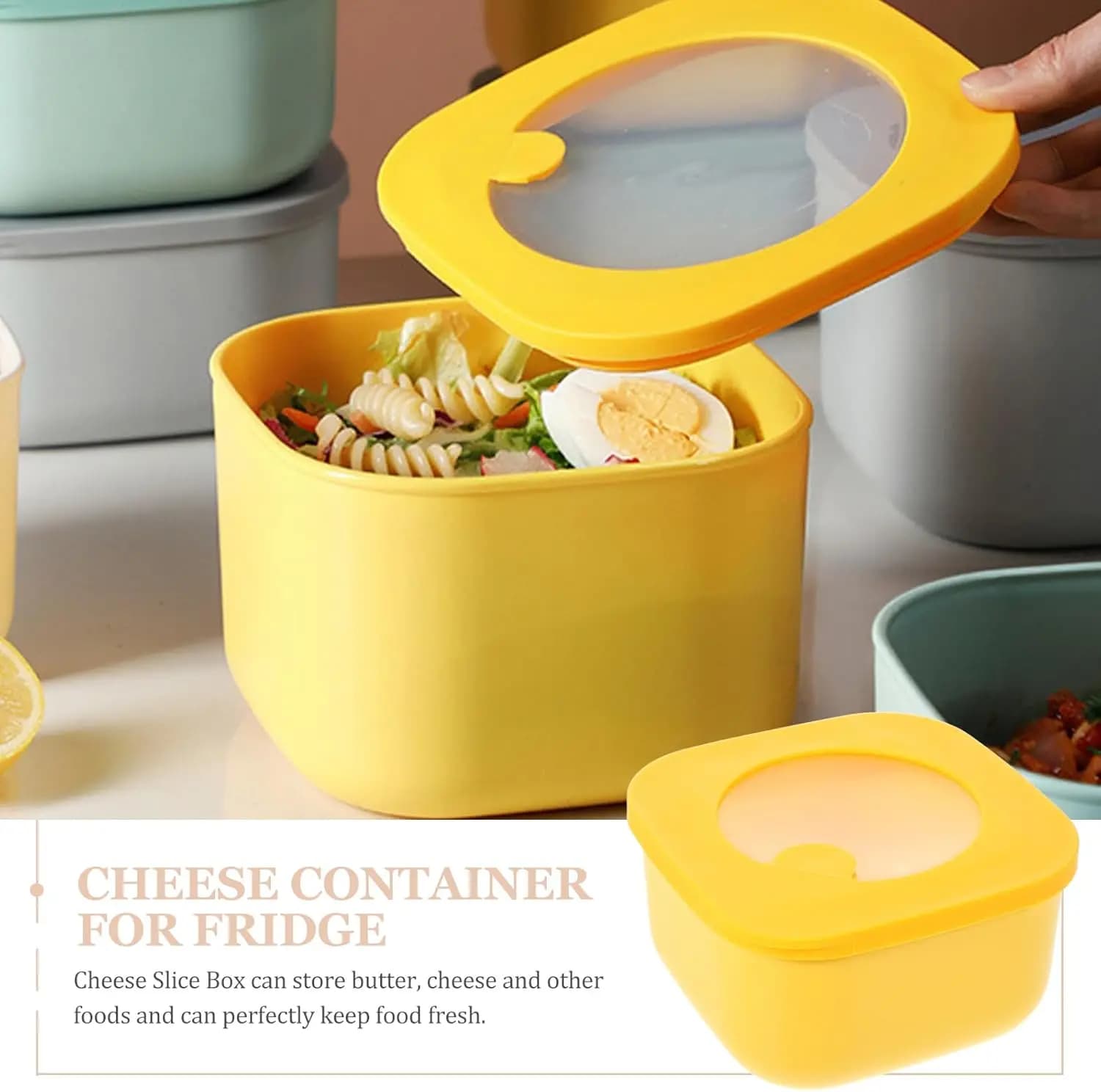 4.7 * 2.5'' Sliced Cheese Container for Fridge Plastic Containers with Lid Butter Cheese Slice Box for Food -S