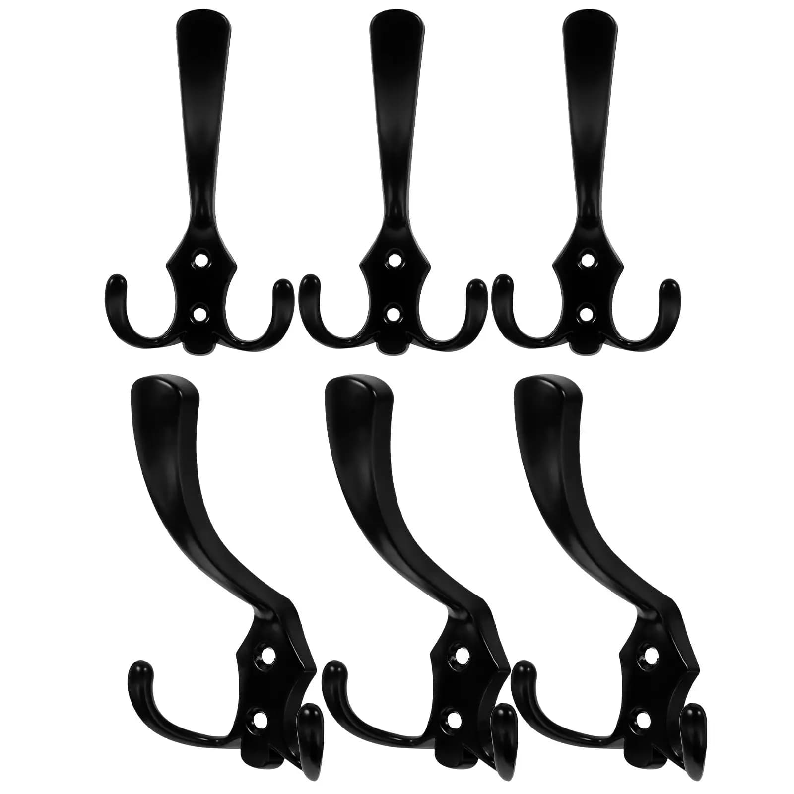 6Pcs Minimalist Wall Hook Set Zinc Alloy Rustic Modern Design for Bathroom Kitchen Entryway Hanging Clothes Hats Towels