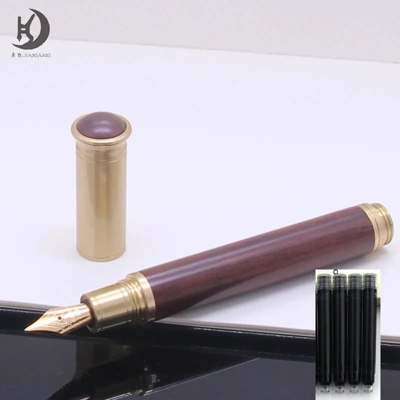 1 Set(Pen+4 sacs) JD-Vintage Classic Style Mini Short Pocket Calligraphy wooden fountain Pen