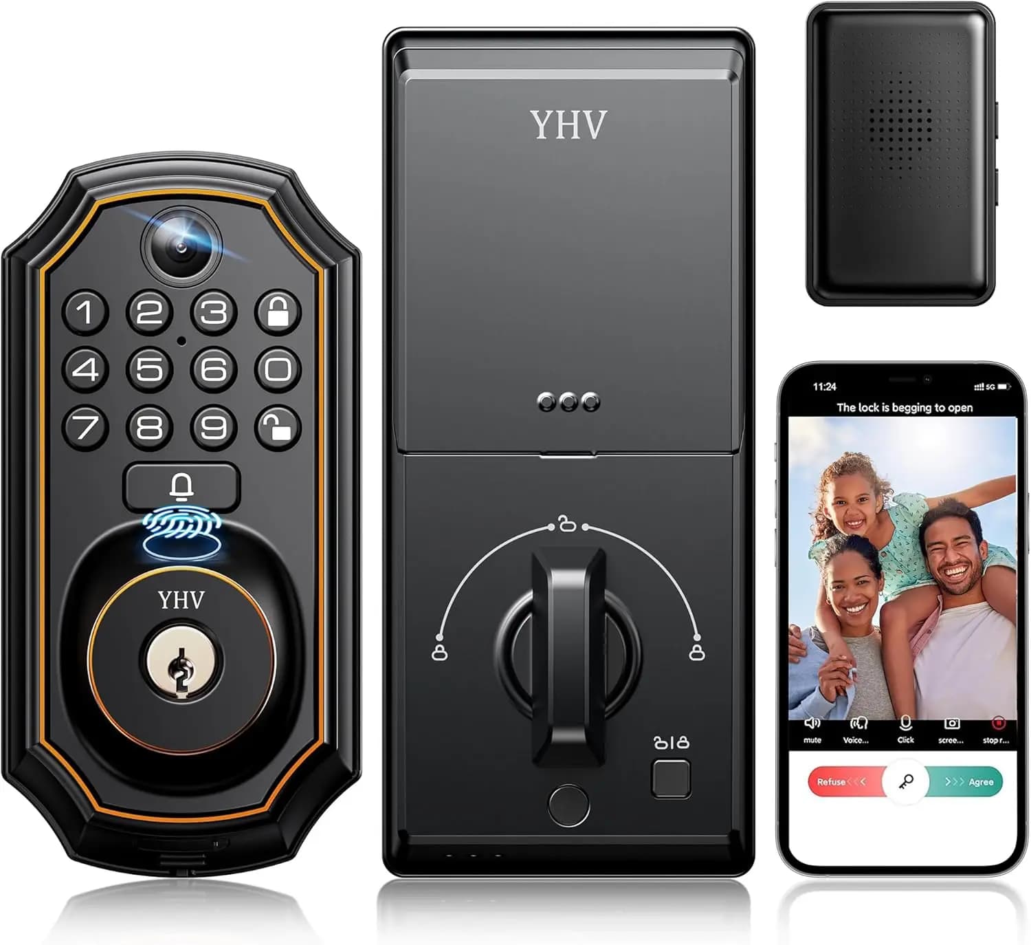Serratura Intelligente Senza Chiave con Telecamera, Impronta Digitale, Controllo App e Wi-Fi per Porta d'Ingresso
