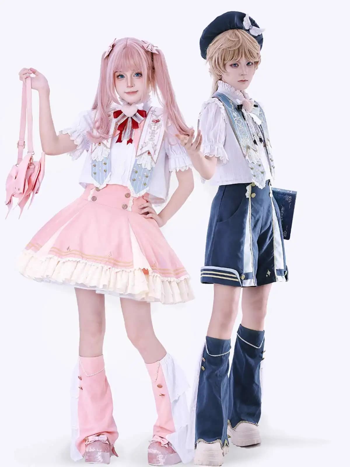 Nuova Fiesta Carnevale Halloween Cos Cosplay Gay Outfit Giovane ragazzo carino Lolita Abiti in stile occidentale Camicia Legging Donna