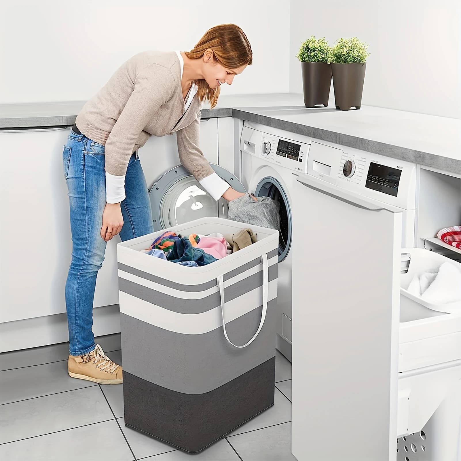 75L Large Laundry bags Baskets with Handles Durable Dirty Clothes Hamper Storage Basket for Home Dorm Hotels Laundry JJ0938