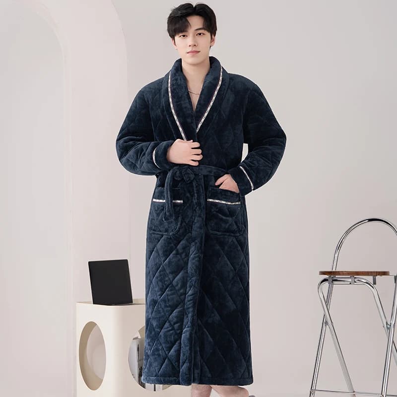 L-2XL high quality men's bathrobe, 3 layers cotton, men's bath robe, men's pajamas