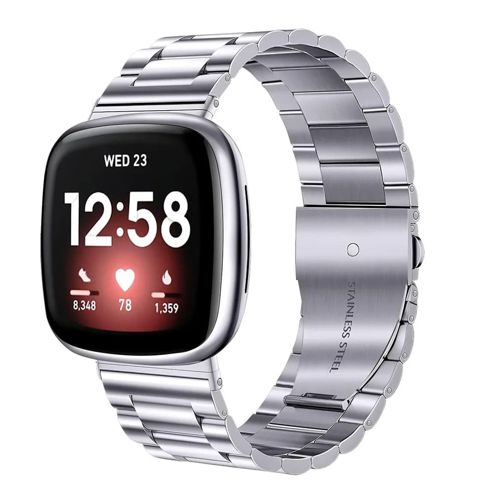 Stainless Steel Strap for Fitbit Versa 4/3 Women's Watch with Metal Strap Ring Clasp for Fitbit Sense 2 Strap