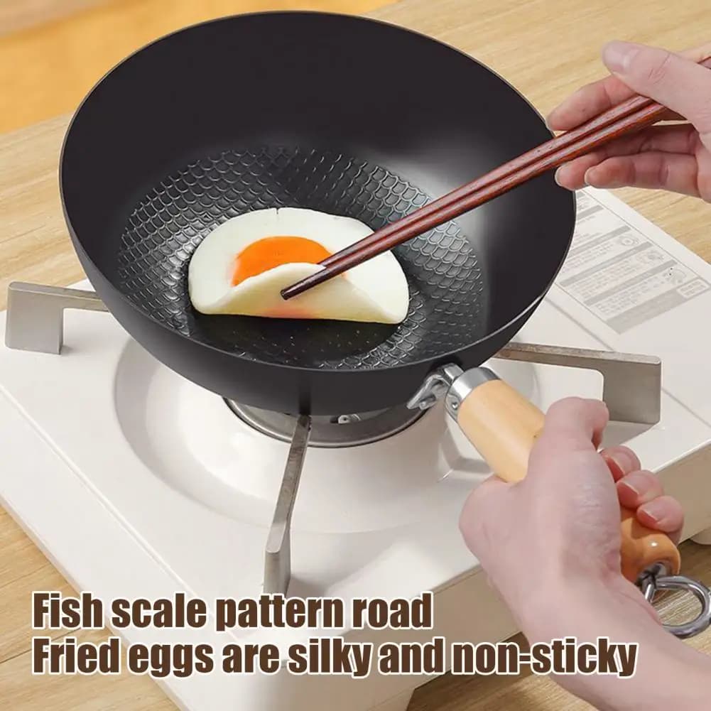 Wok in ferro puro Set versatile padella in ferro antiaderente per una facile cottura Padella Wok Gadget da cucina per frittate per cucinare