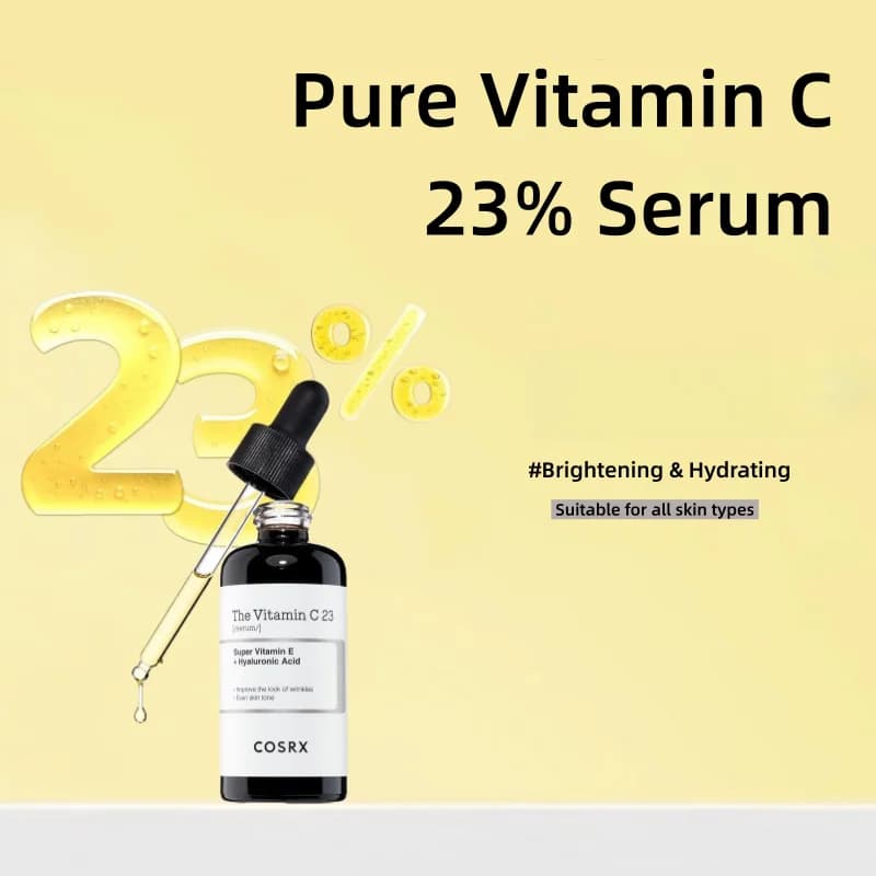 Siero Coreano per la Cura della Pelle con Vitamina C Pura al 23%, Acido Ialuronico ed Essenza di Vitamina E, Siero Viso Illuminante e Idratante per Attenuare le Rughe Sottili