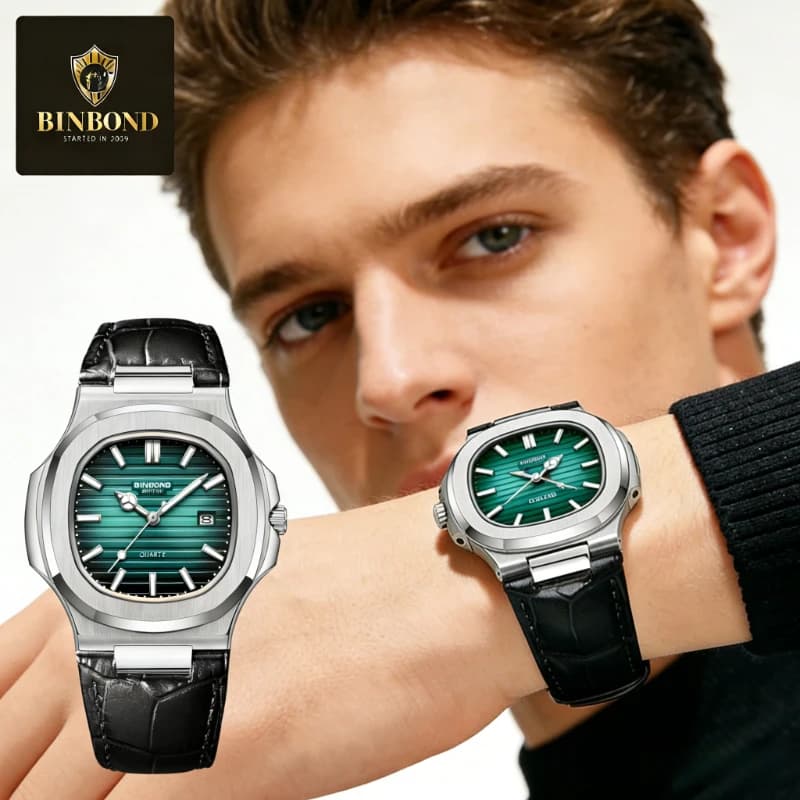 NDNZ Orologio quadrato di lusso da uomo Data Orologio da polso da uomo d'affari al quarzo luminoso impermeabile Orologi da uomo di marca di moda in pelle