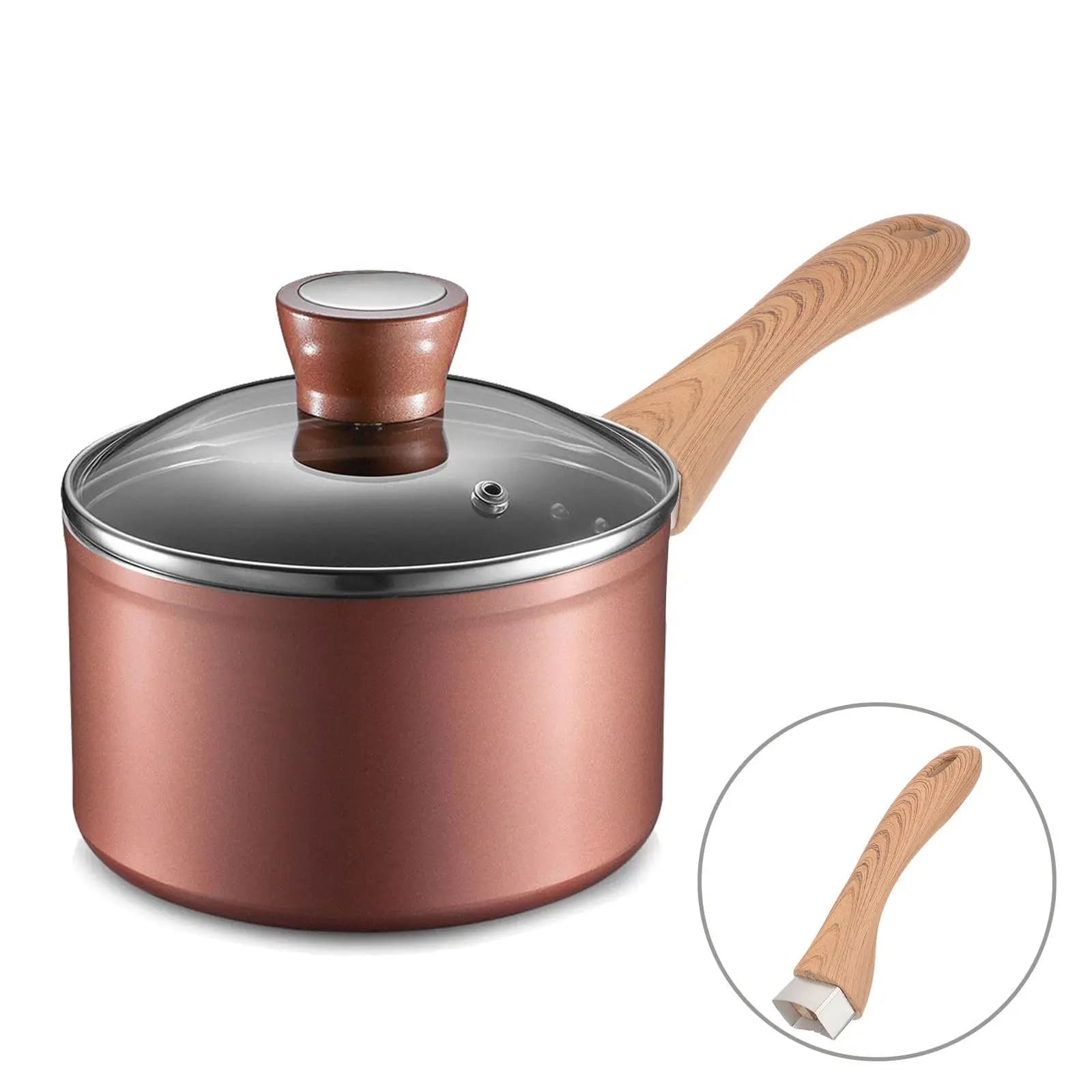 2Pcs Woodgrain Pot Handle Bakelite Universal Detachable Long Ergonomic Grip Replacement for Wok Frying Pan Milk Pot Kitchen