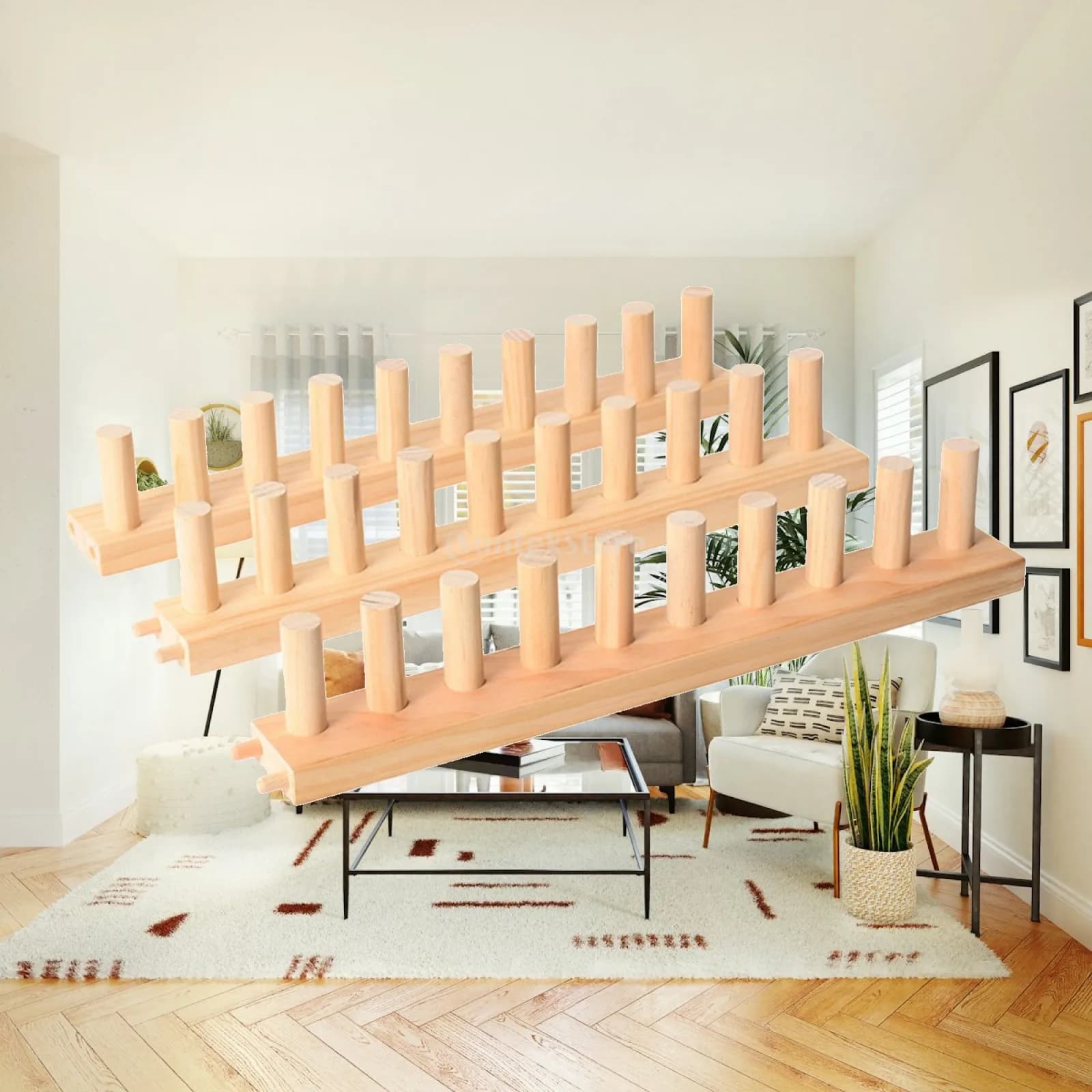 Chunky Yarn Knitting Loom Wood Frame for Throw Blanket DIY Loom Weaving Kit for Hobbyists Home