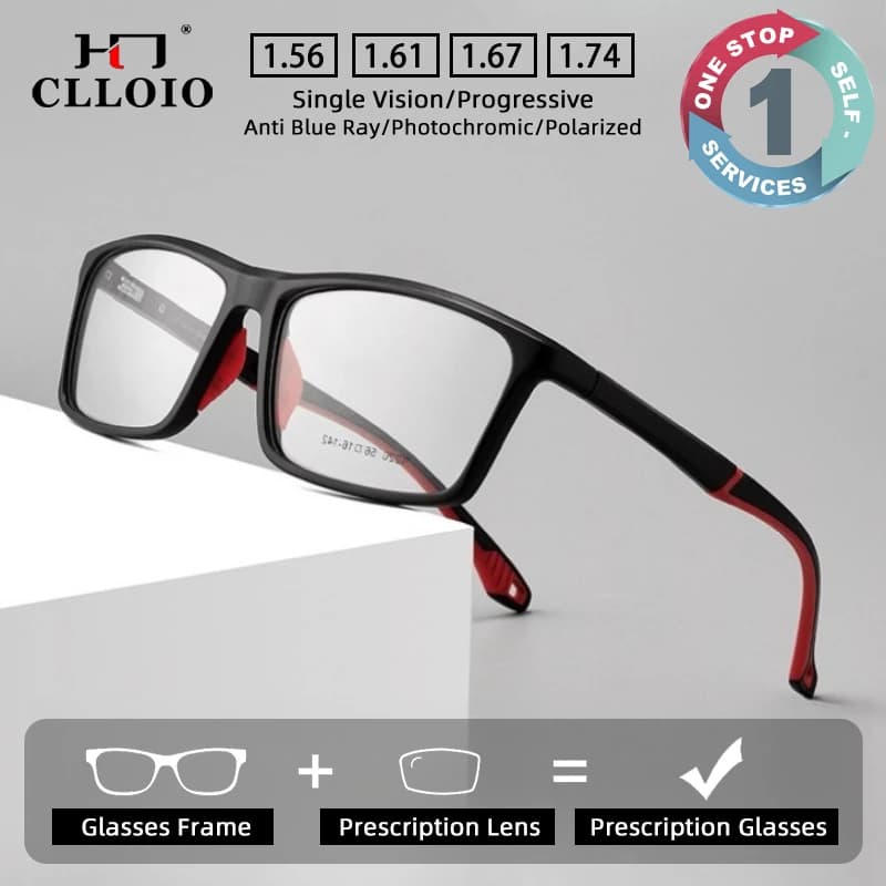 CLLOIO Ultralight sports glasses removable for myopia, for tennis, cycling, basketball, progressive reading glasses for men
