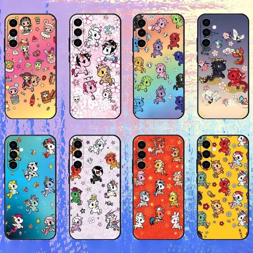 Custodia per telefono Japanese Pop T-Tokidoki-i Culture per Samsung Galaxy A73,A72,A71,A70,A52,A51 e altri modelli, cover morbida nera