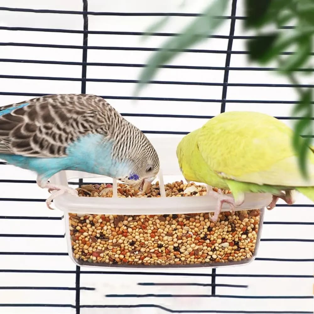 Set di 4 Contenitori per Cibo e Acqua per Pappagalli, Accessori per Gabbie, Ciotole Sospese in Plastica per Uccelli