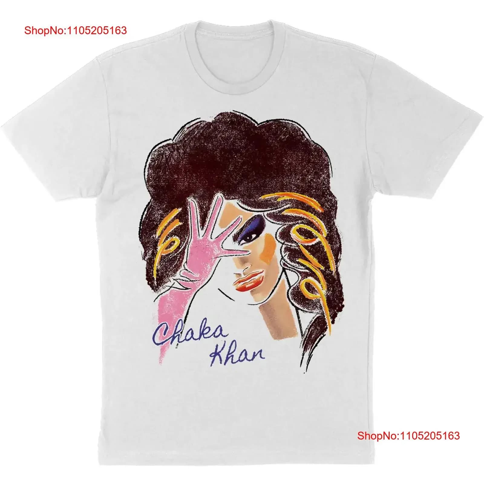New Chaka Khan illustration T-shirt in white size S 5XL EN407 vintage washed homme slightly soft breathable versatile elongated
