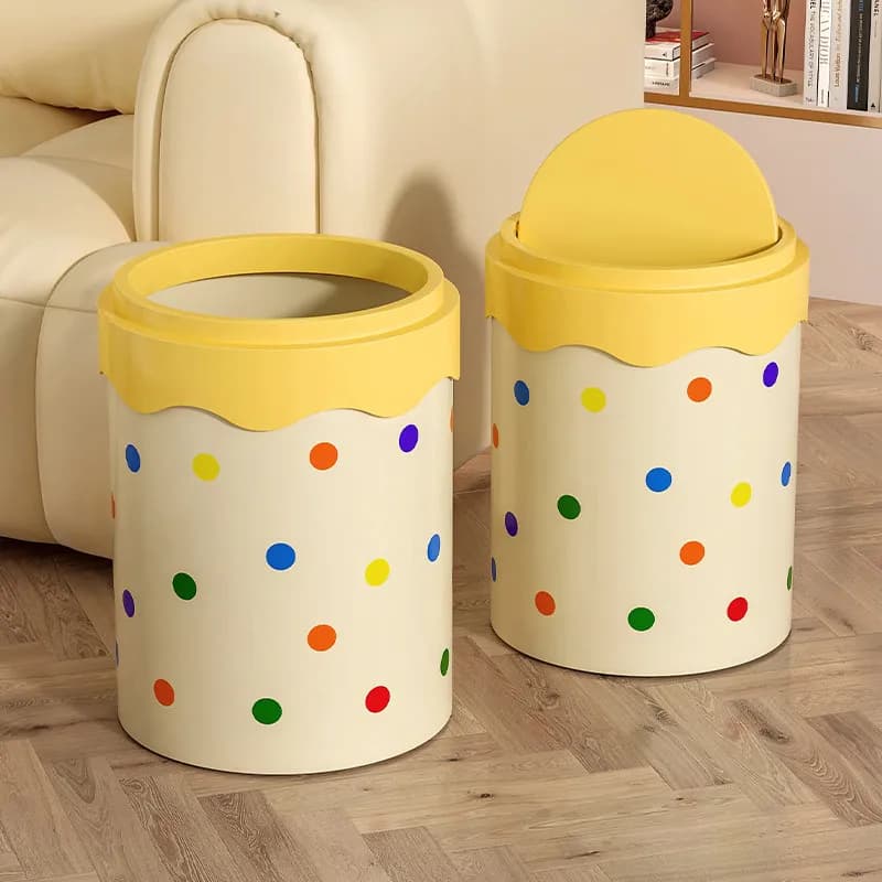 Cute Light Luxury Household Trash Can Large Waste Bin For Bedroom Kitchen Living Room Office Bathroom Stylish Decor Gadget 2026.