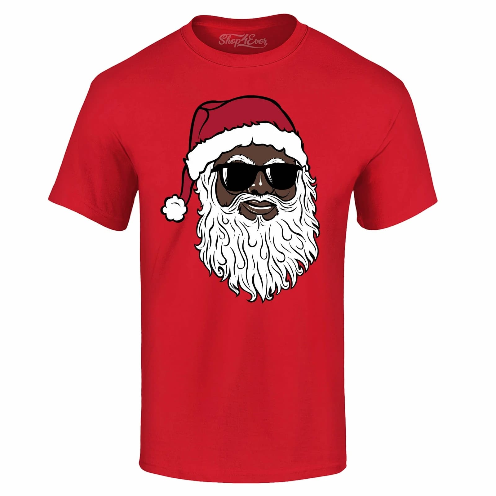 T-shirt nera con occhiali da sole di Babbo Natale Divertenti camicie per feste di Natale