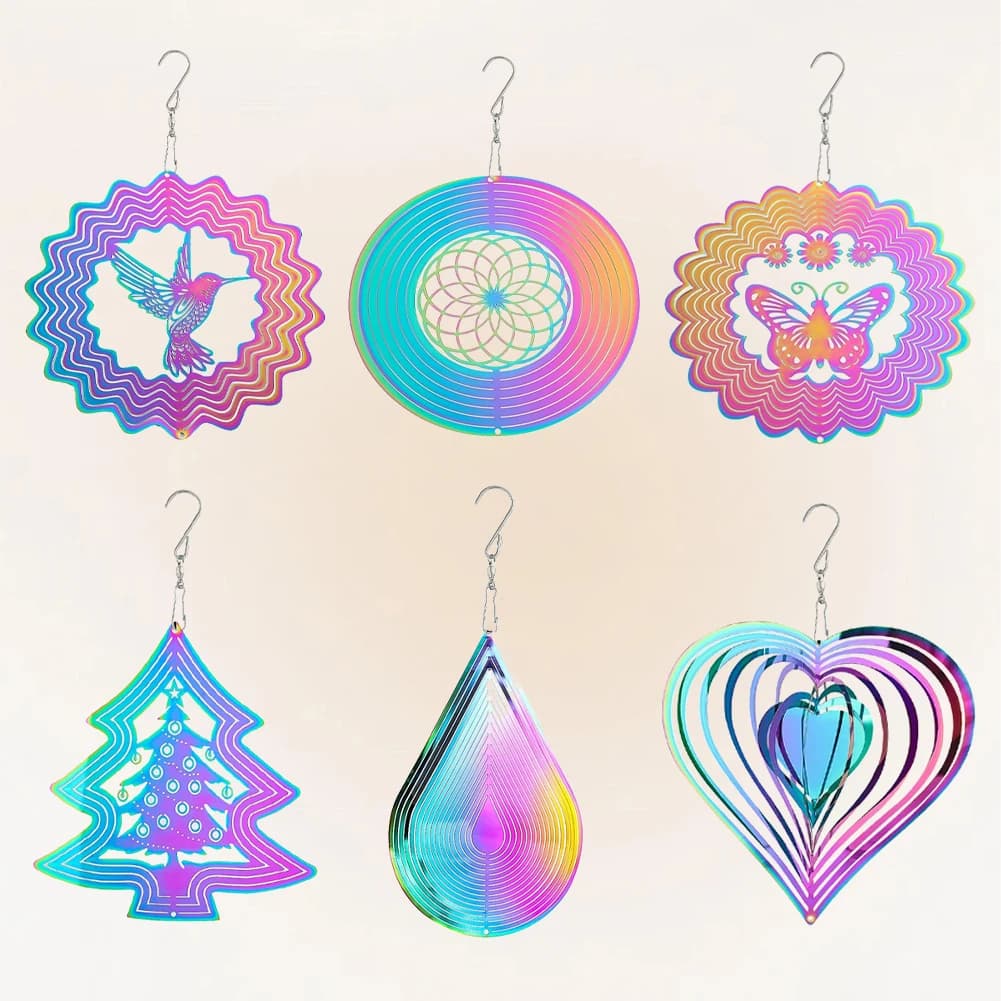 Mandala Wind Spinner 3D Stainless Steel Kinetic Hanging Flowing Whirligig Wind Chime Yard Garden Decor with Swivel Hook Windmill