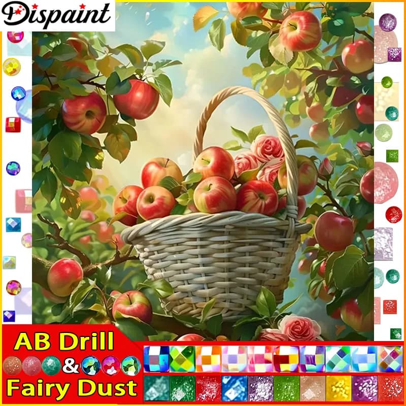 Dispaint Fairy Dust AB "Apple Sunset" Pittura diamante 5D Pieno quadrato/rotondo Trapano Decorazioni per la casa Diamante fai da te Ricamo Punto croce