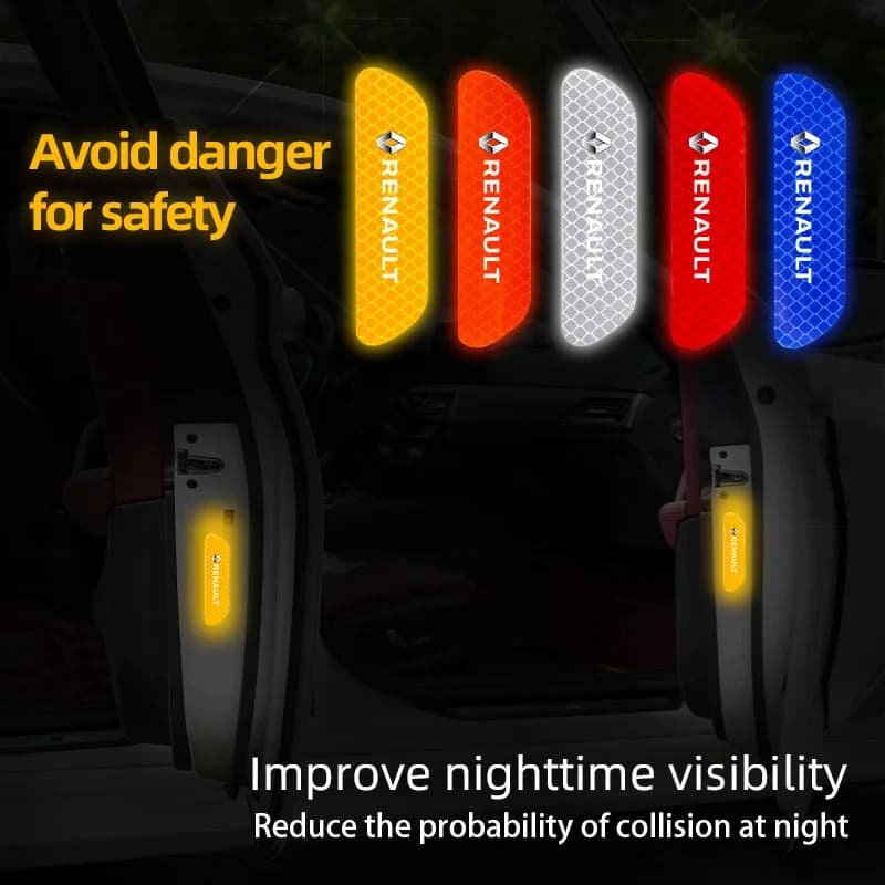 4 pezzi di adesivi riflettenti per portiera dell'auto, segnali di avvertimento di sicurezza per Renault Fluence Laguna Scenic Latitude Talisman Kadjar Captur Koleos D
