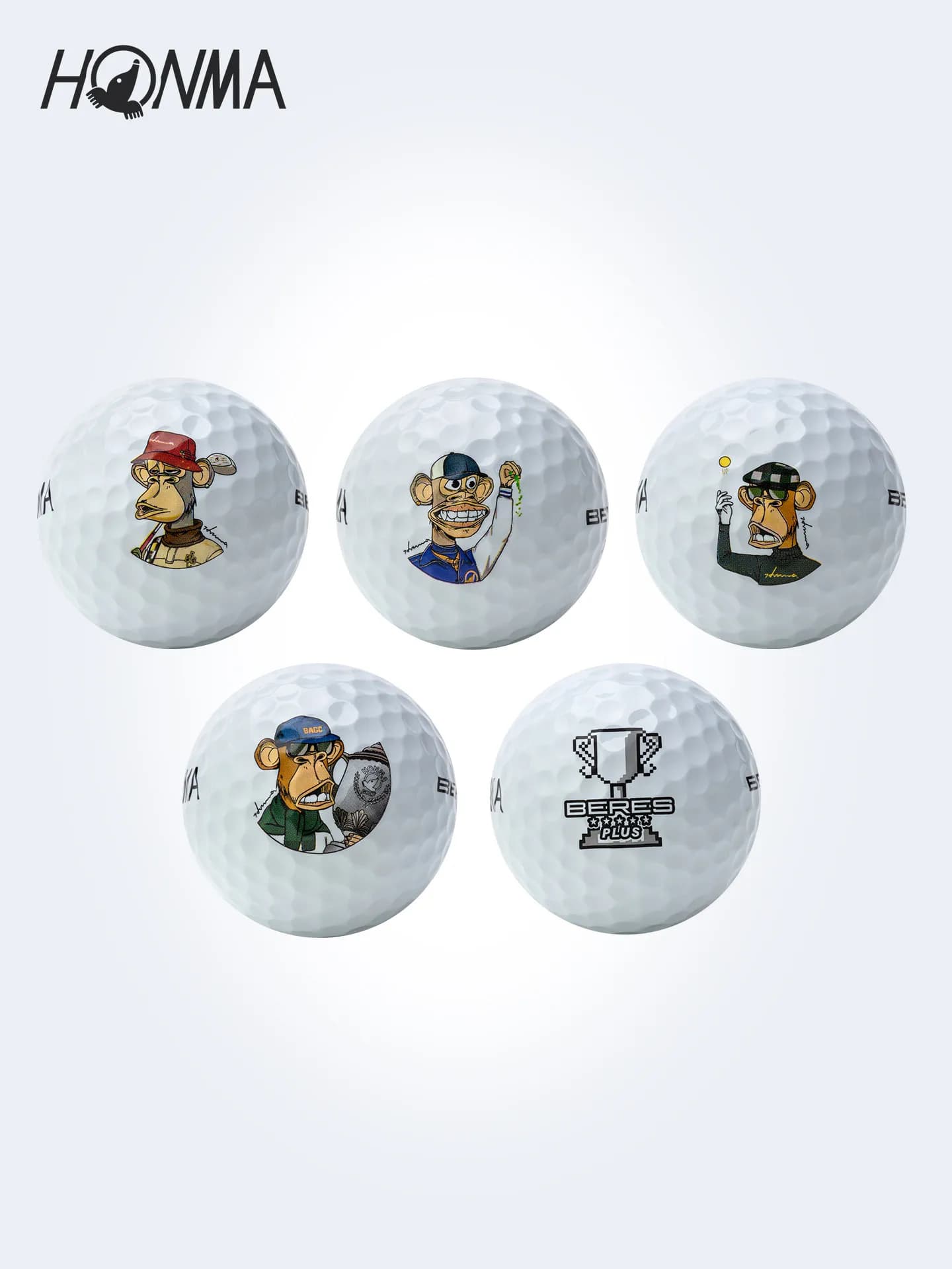 HONMA 15 Pack Golf Balls 6 Layer Soft Feel Distance Ball 326 Dimples Premium Cartoon Gift Box Golf Set