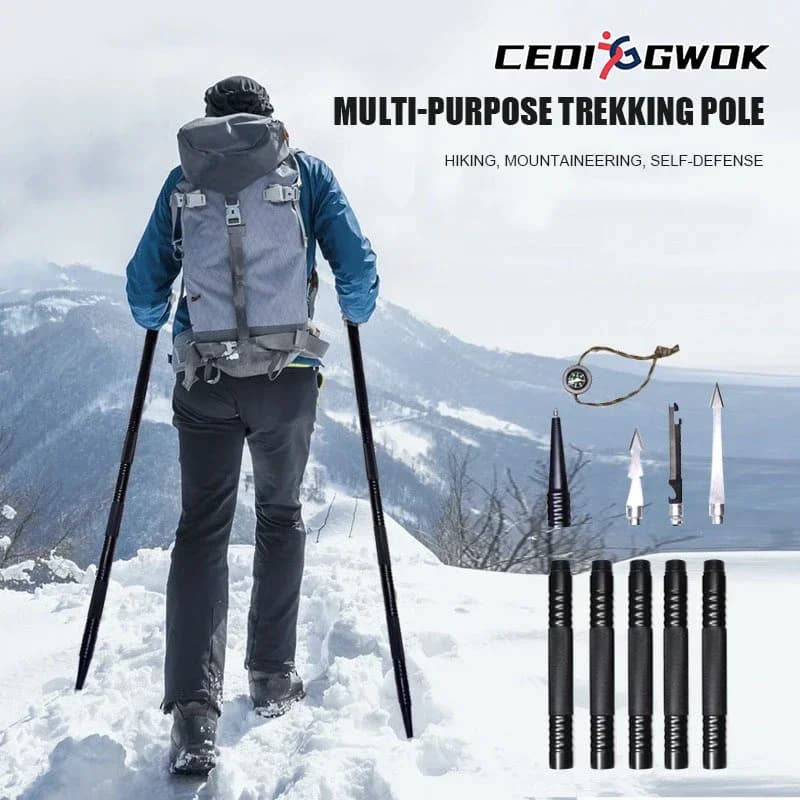 CEOI GWOK Nuovo arrivo Bastone da passeggio Funzioni multiple Perfetto compagno esterno Cinque sezioni Lunghezza 107 cm Bastoncini da trekking