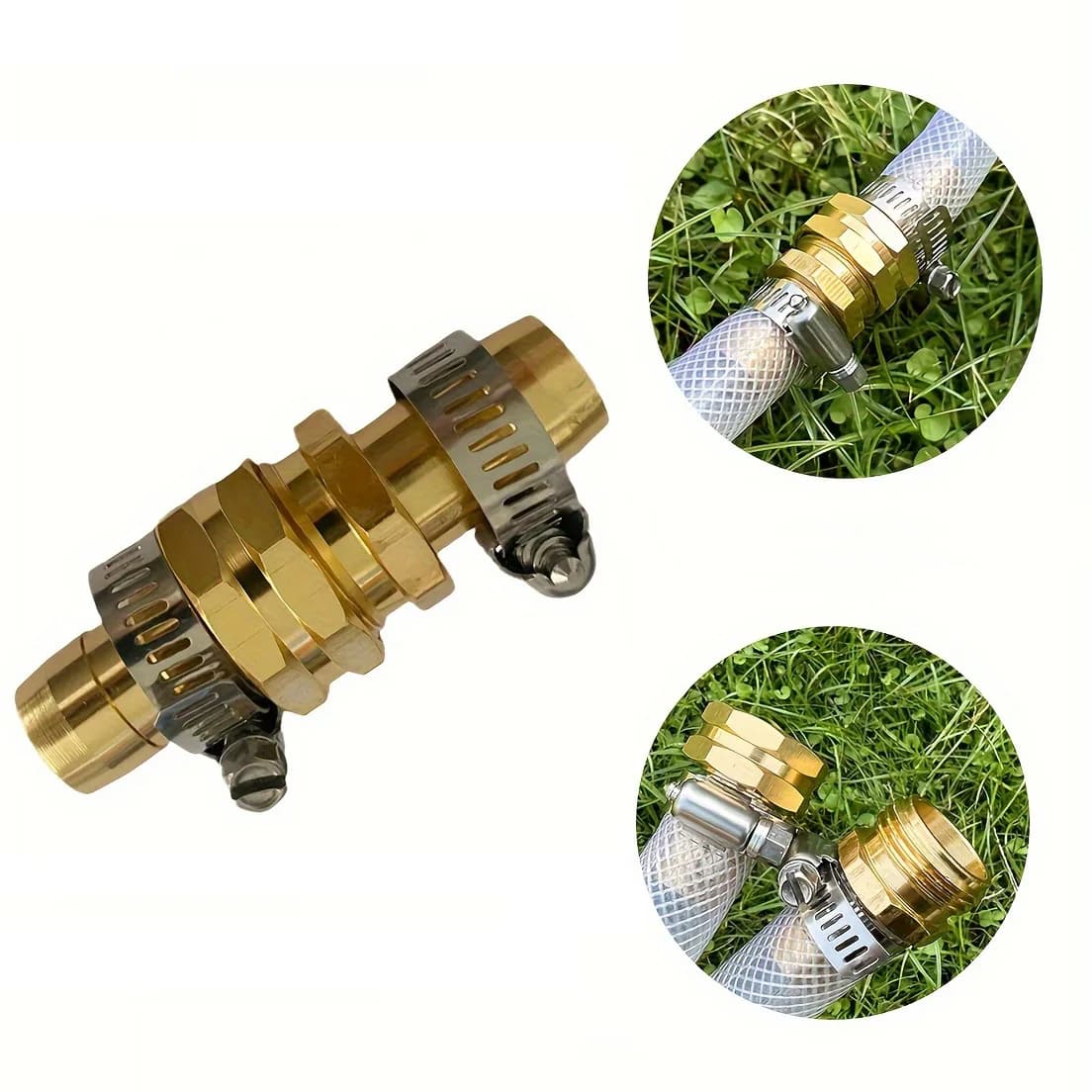 1 paio di connettori per riparazione tubi da giardino con morsetti adatti per raccordi per tubi da giardino da 3/4" e 5/8".
