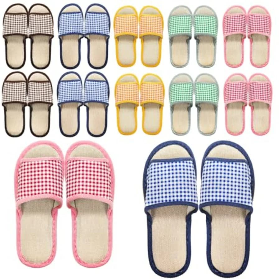 10 paia di pantofole lavabili per gli ospiti, pantofole monouso da interno con suola spessa, pantofole antiscivolo con punta aperta, pantofole da spa