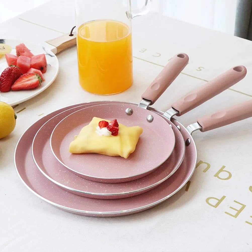 Aluminum Nonstick Frying Pan 6 Inch Pink Lightweight Skillet for Omelette Pancake Cooking Kitchen Gadget Home Restaurant