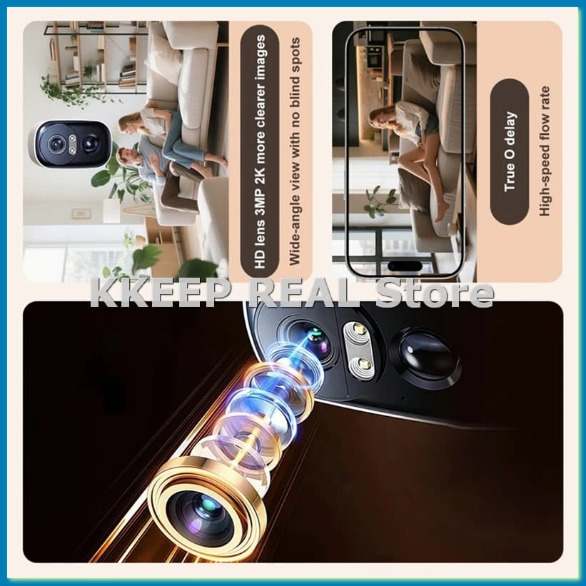 Telecamera con batteria gratuita da 3 MP Telecamera di sorveglianza di sicurezza Smart Life Rilevazione movimento umanoide Standby prolungato Monitor-A79U