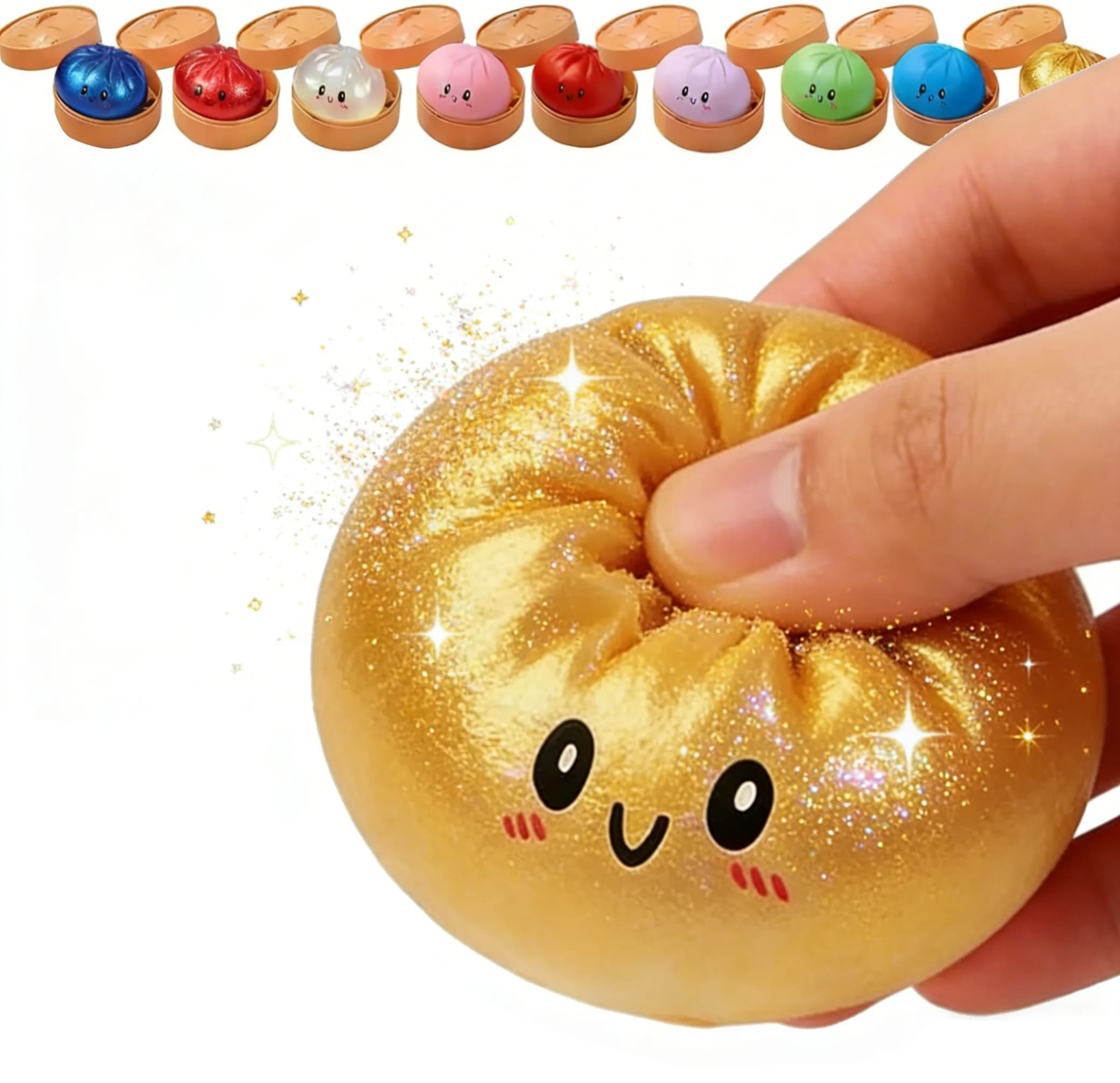 Giocattolo Sensoriale Antistress Virale a Forma di Raviolo con Glitter, Giocattolo Morbido da Spremere ASMR per Bambini e Adulti