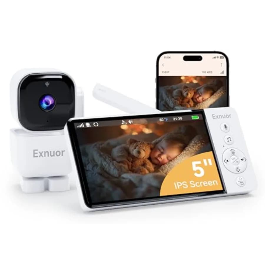 Baby Monitor Senza WiFi con Telecamera e Audio, Display FHSS Sicuro, App WiFi Opzionale, Senza Cloud, Senza Abbonamento, 5 Schermi, Visione Notturna VO
