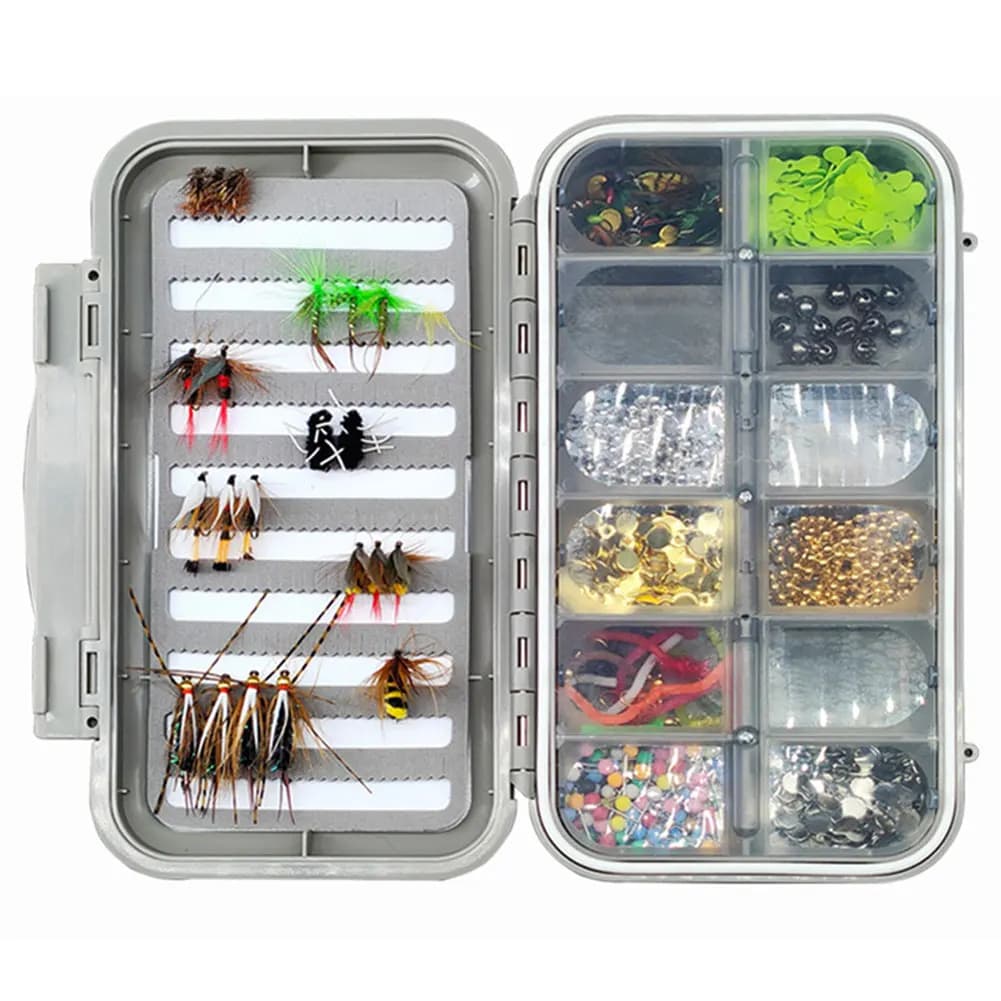 Waterproof fly fishing bait box, two-sided container for baits and equipment, fly fishing vest organizer