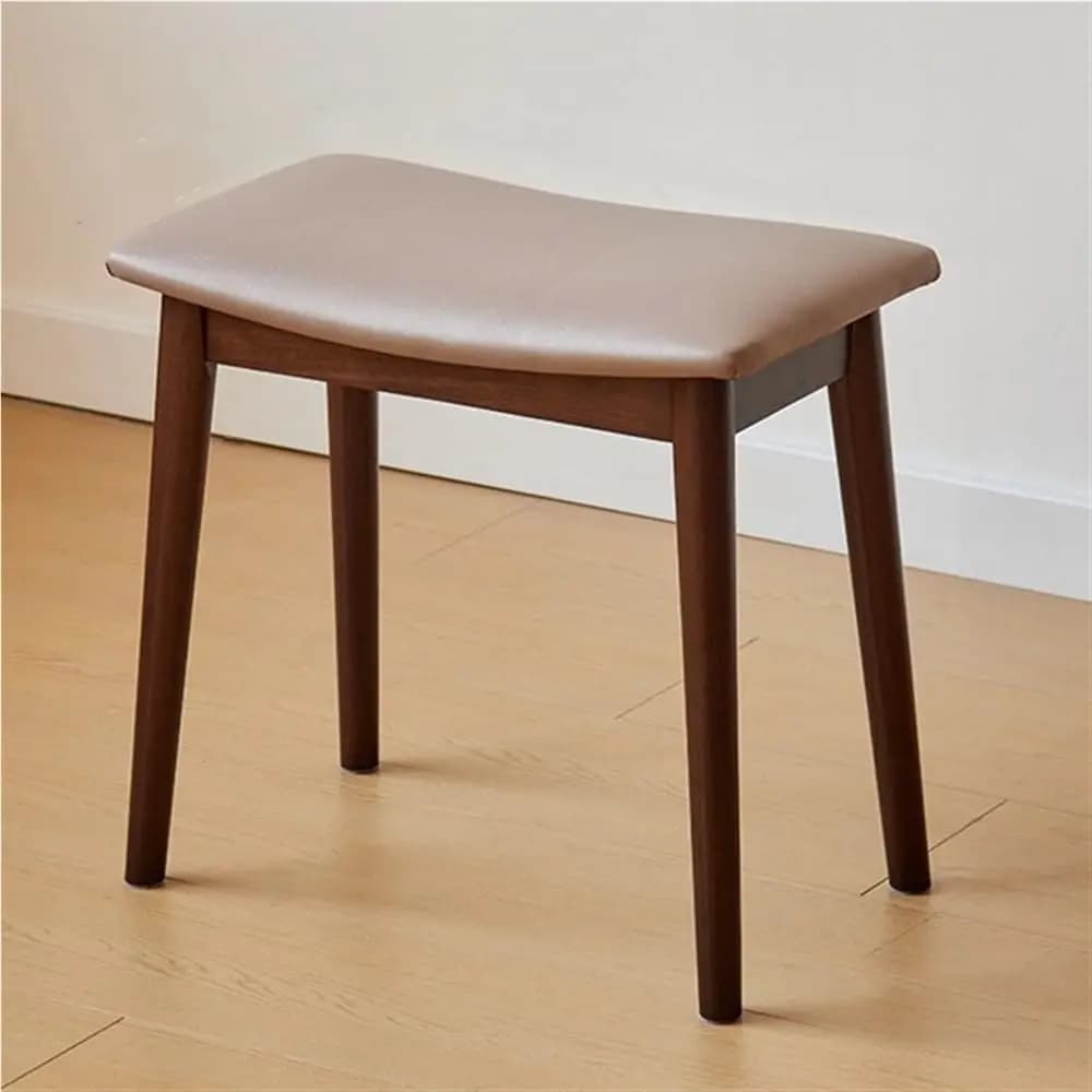Sgabello da toeletta, Sgabello imbottito per pianoforte, Sgabello a sella con cuscino, Poggiapiedi in pelle, Sedia da trucco con gambe in legno massello, Sgabelli da toeletta