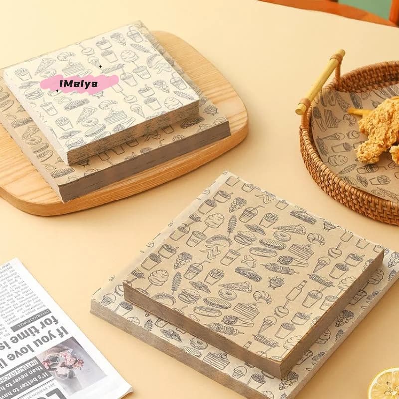 100 pezzi di carta cerata a prova di olio, involucri per alimenti da forno, hamburger, patatine fritte, panini e pane, strumenti da cucina per la cottura degli alimenti