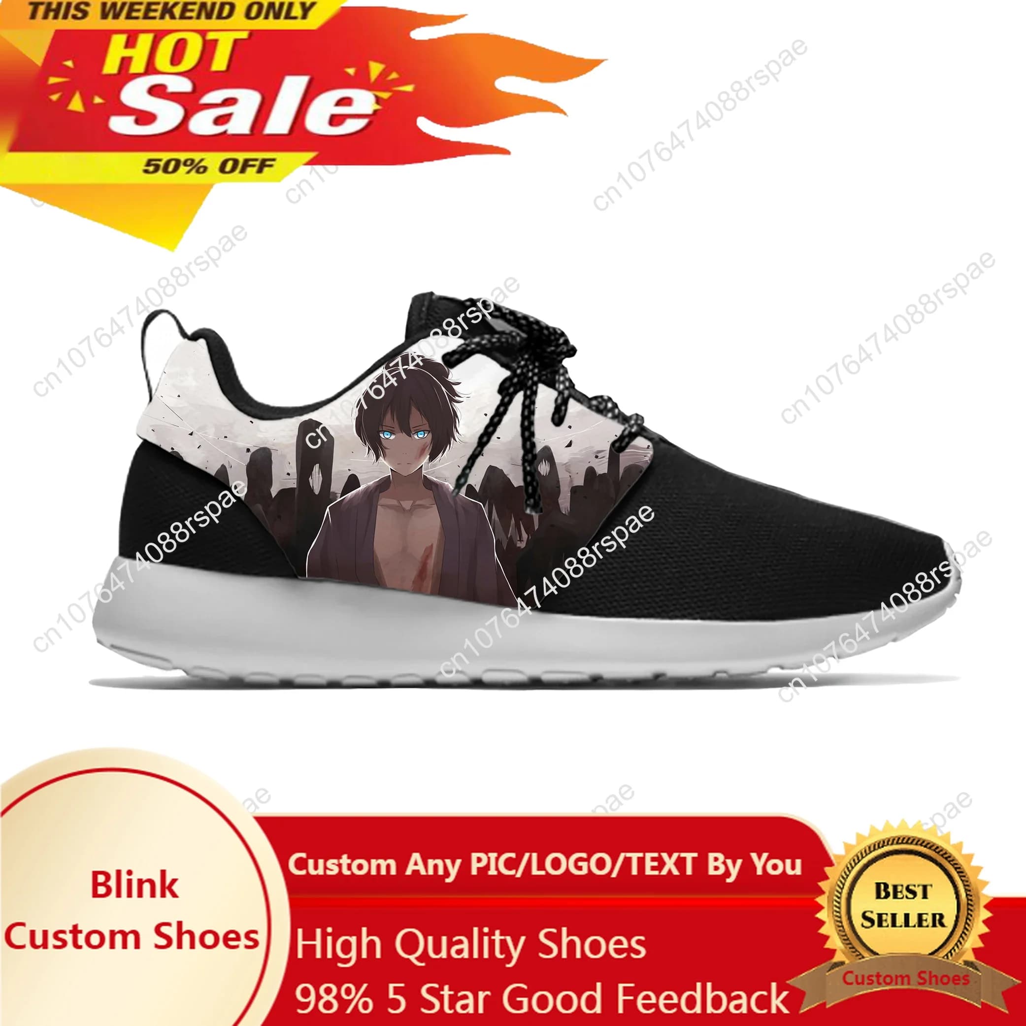 Anime giapponesi Manga Cartoon Noragami Yato Moda Sport Scarpe da corsa Casual Traspiranti Leggere Stampa 3D Uomo Donna Sneakers
