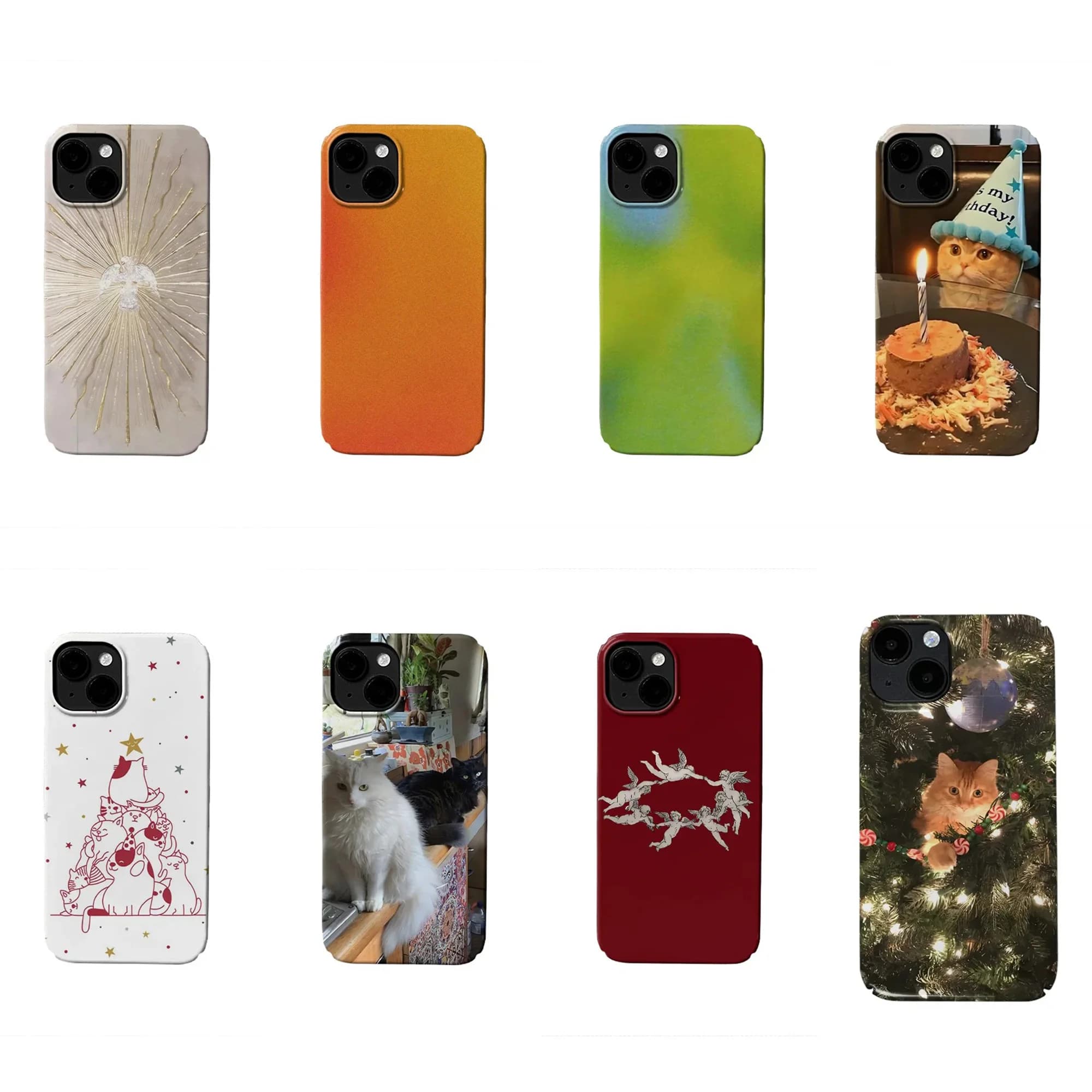 Luxury Christmas Cat Tree Phone Case for iPhone 17 16 15 14 13 12 11 Air ProMax X XS XR XSMax 7 8 Plus Glossy Film Hard PC Cover