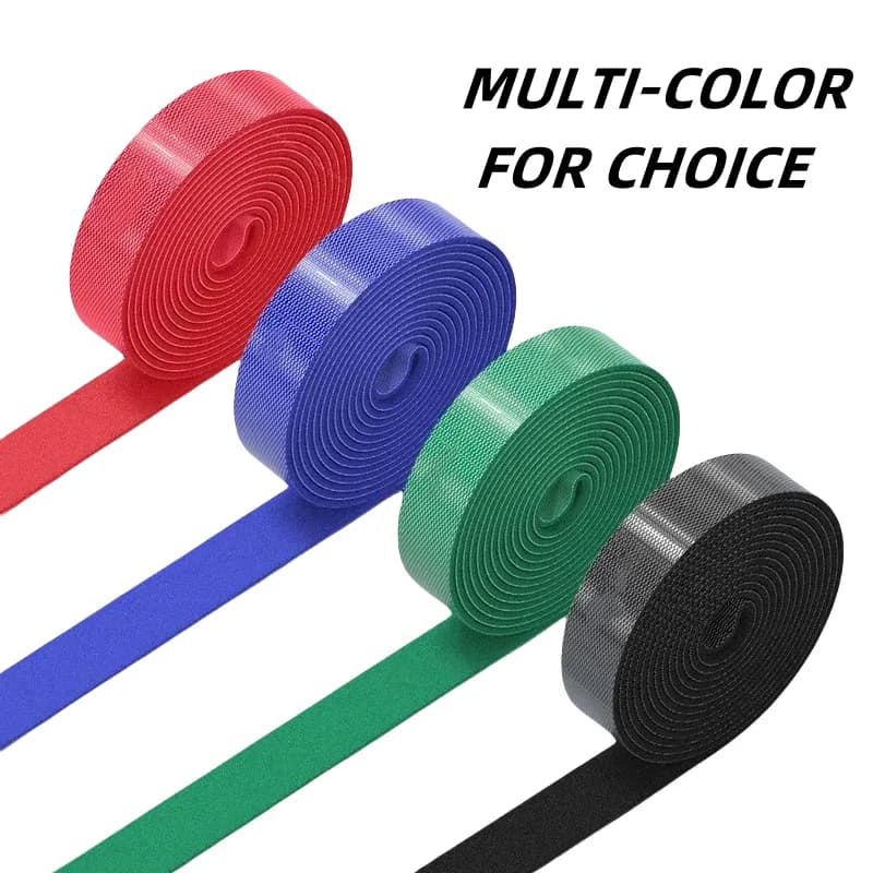 Nastro Adesivo Autoaderente da 5m/rotolo, Fascette Riutilizzabili per Cavi, Accessori Fai-da-te, Organizzatore in Nylon, Clip per Gestione Cavi