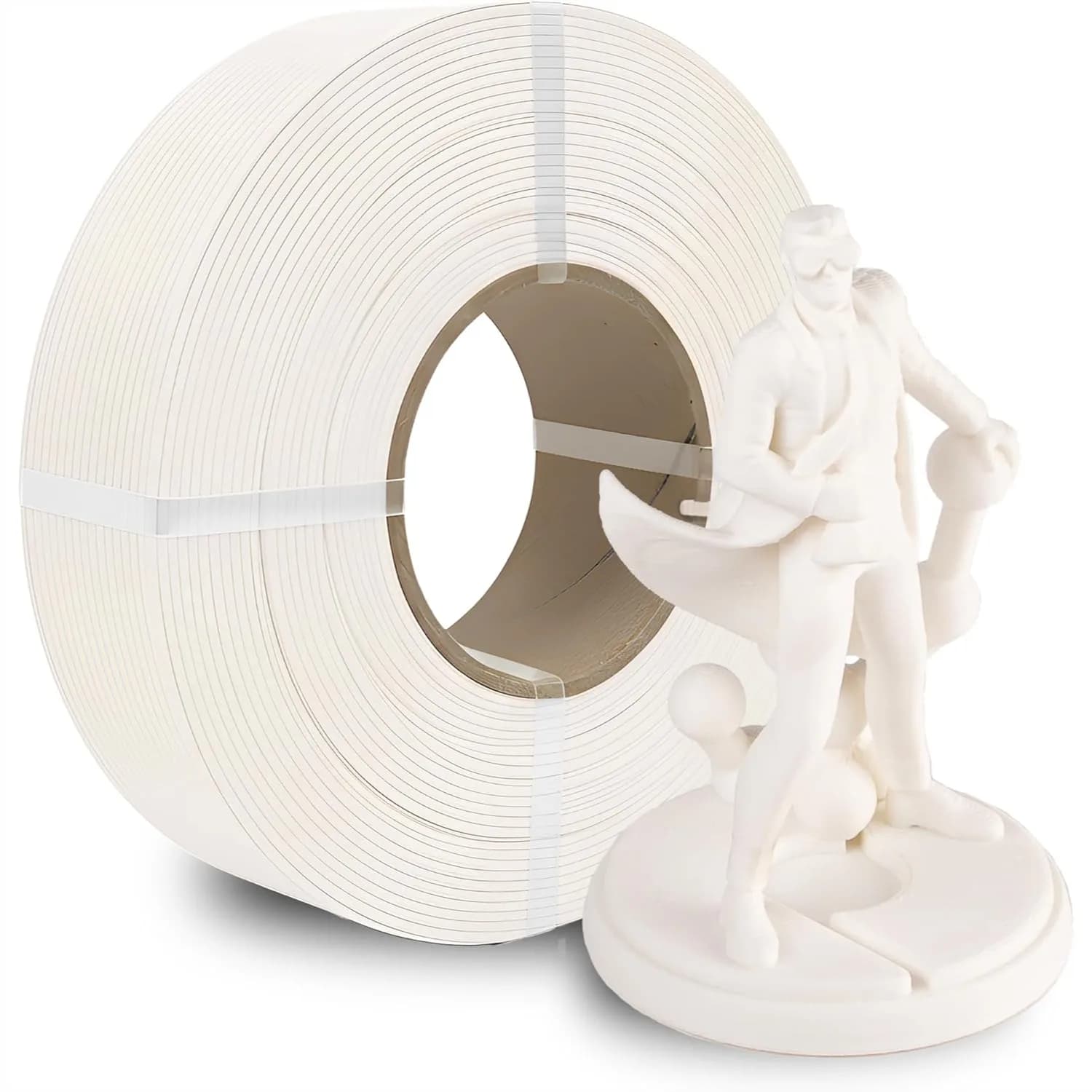 Filamento PLA Bianco Opaco per Stampante 3D, 1.75mm 1kg, Compatibile con Bobine Riutilizzabili, Senza Grovigli per Stampa Fluida