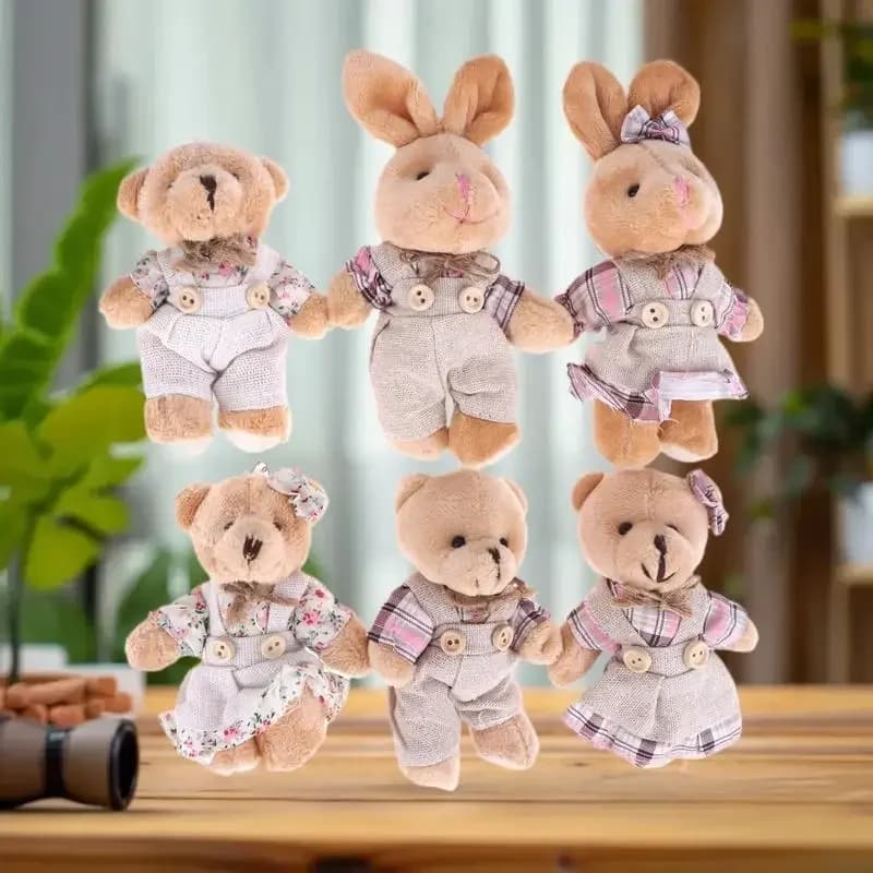 Portachiavi per bambola di peluche con orsetto morbido al tatto, ciondolo per coppia di conigli di peluche, accento per borsa, regalo decorativo ideale per appendere lo zaino