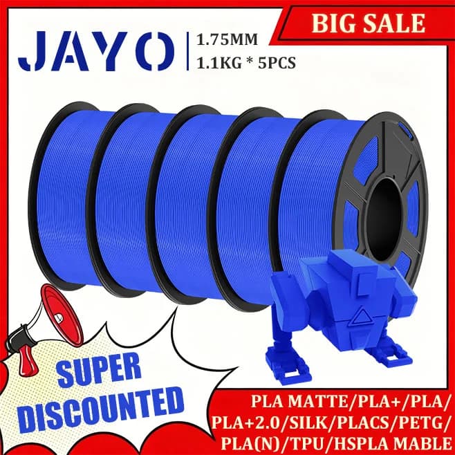 Filamento per Stampante 3D JAYO PLA/PETG/PLA Plus/SILK/PLA Opaco/PLA Classico/TPU/PLA+2.0, Set di 5 Rotoli, 1.75MM, Materiali per Stampa 3D