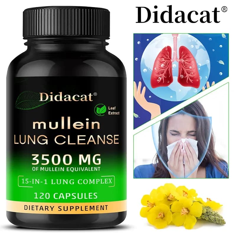 Supplement of extract of leaves of verbasco vitamin C mineral pulmonary cleanser immune system support 120 capsules supplement for health